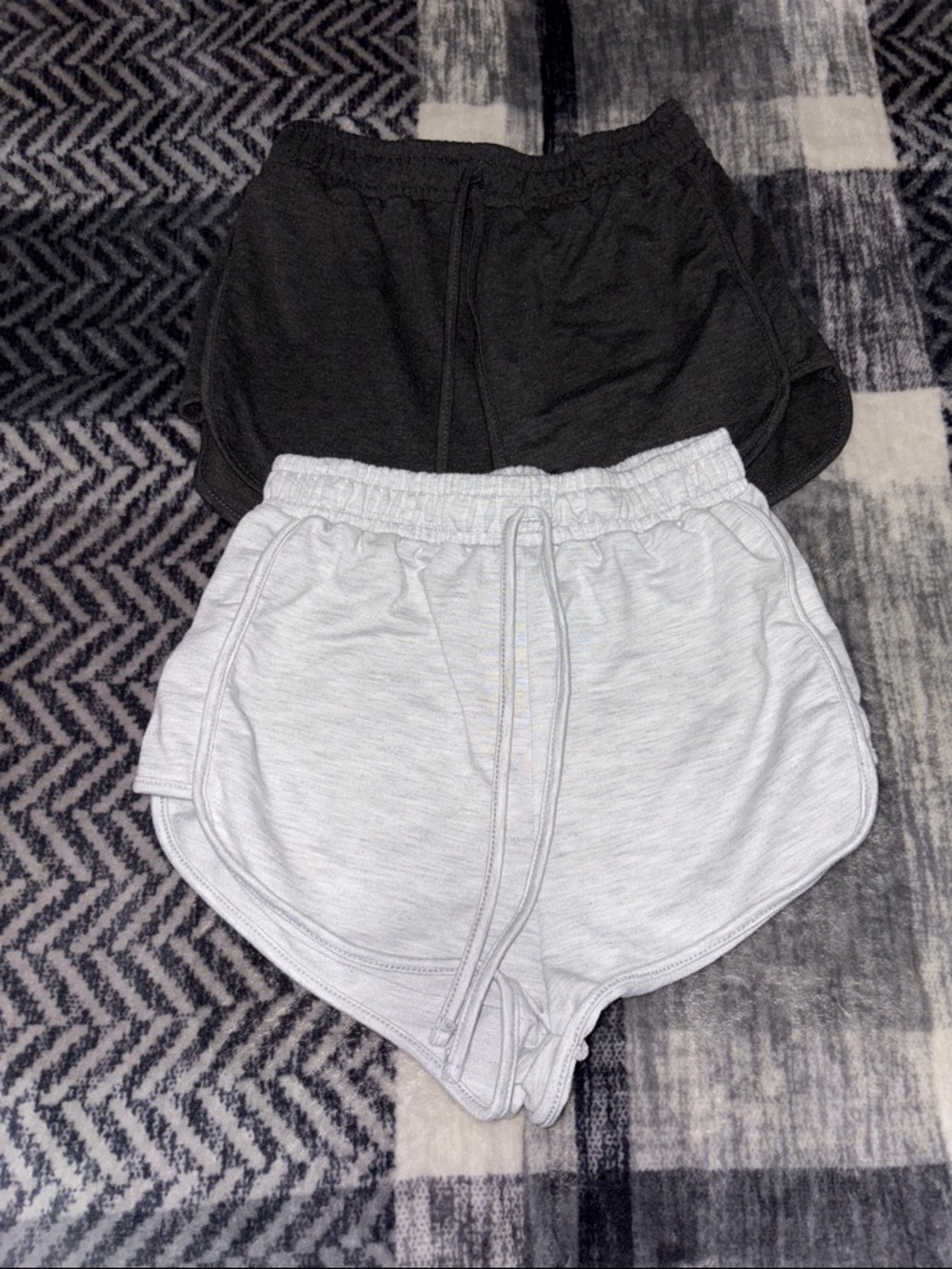 Women’s Athletic Drawstring Shorts - Black & Light Gray